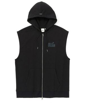 PALM TREE HOOD VEST BLACK