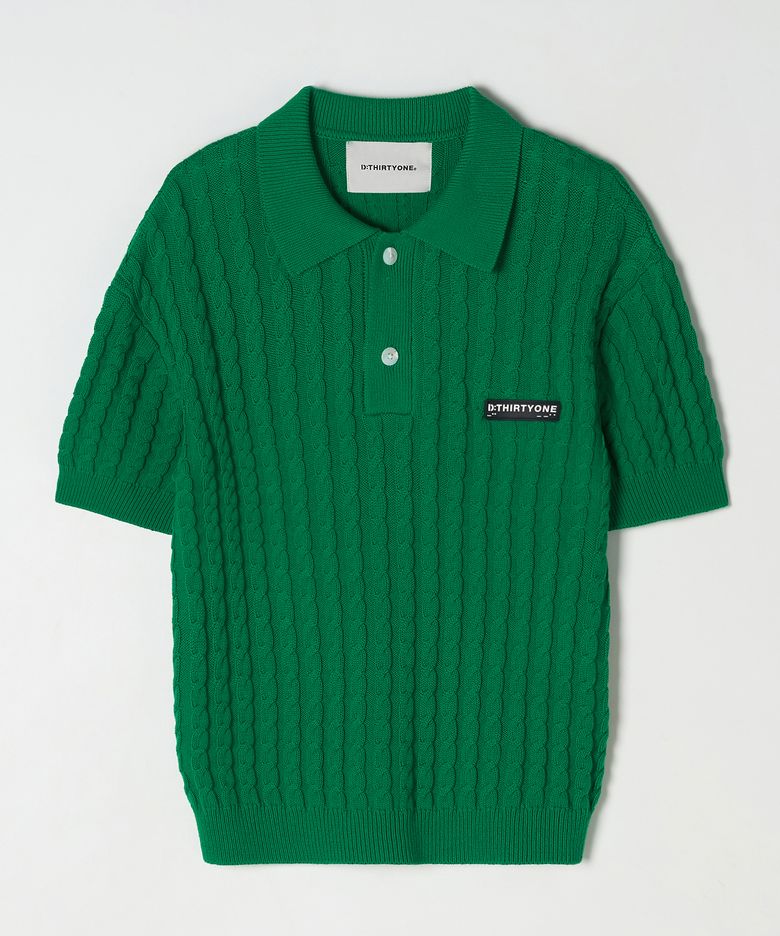 (WOMAN) Hard Twist Cable Sweater (Bright Green)