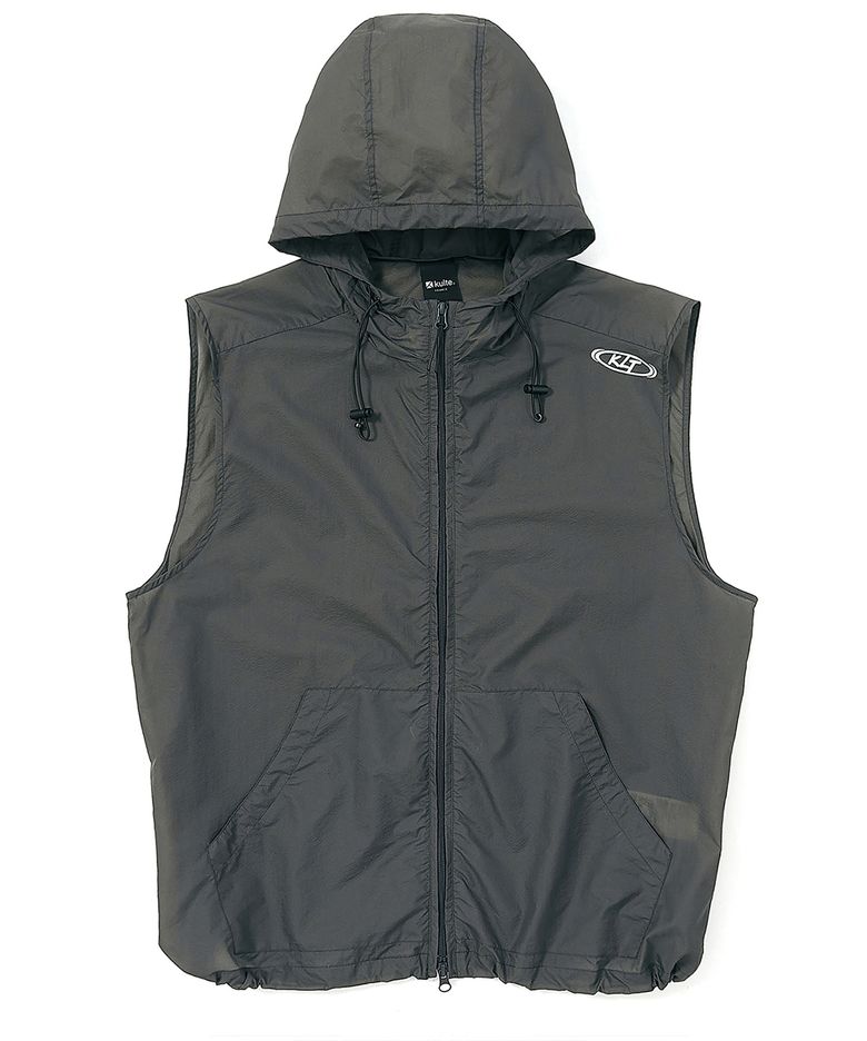 UTILITY NYLON HOOD VEST GREY