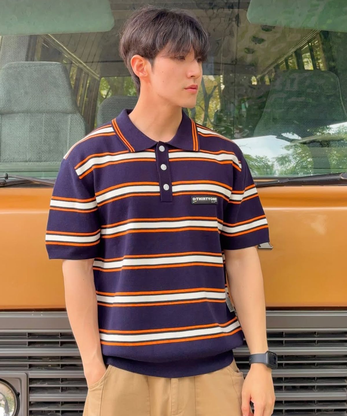 디써티원(DTHIRTYONE) Multi Stripe Sweater (Navy)