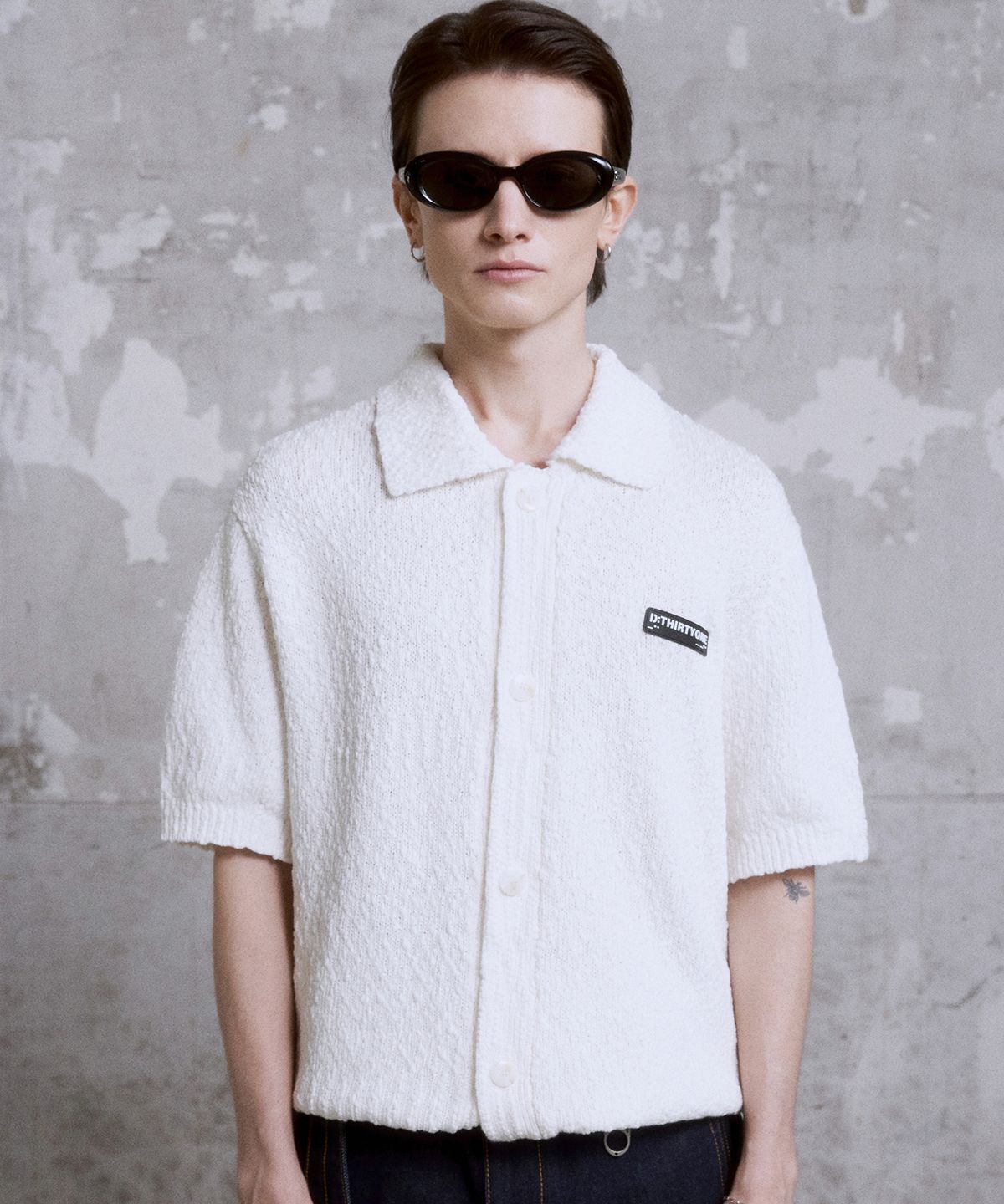 디써티원(DTHIRTYONE) Weaving Sweater Cardigan (Ivory)