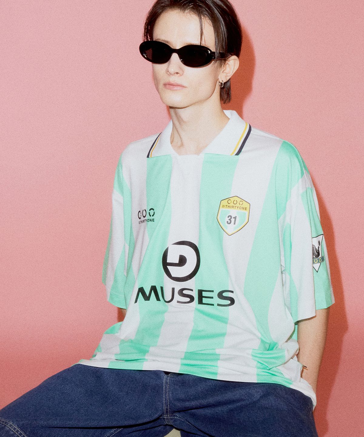 디써티원(DTHIRTYONE) Stripe Football Jersey Polo (Mint Green)
