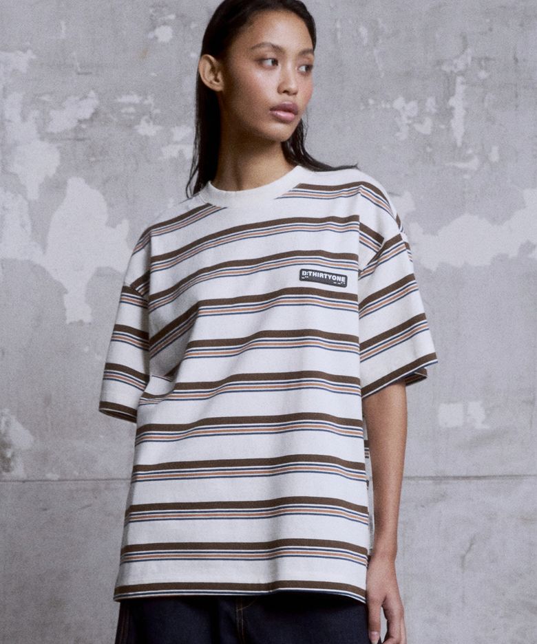 (WOMAN) Multi Stripe T-Shirt (Almond)