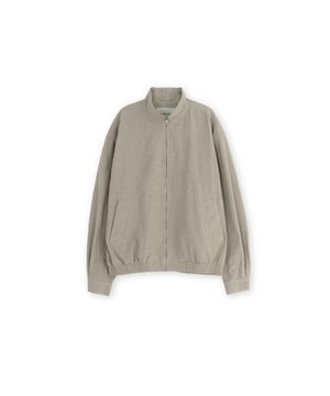 오가닉 코튼 스탠드 카라 블루종, 베이지 체크