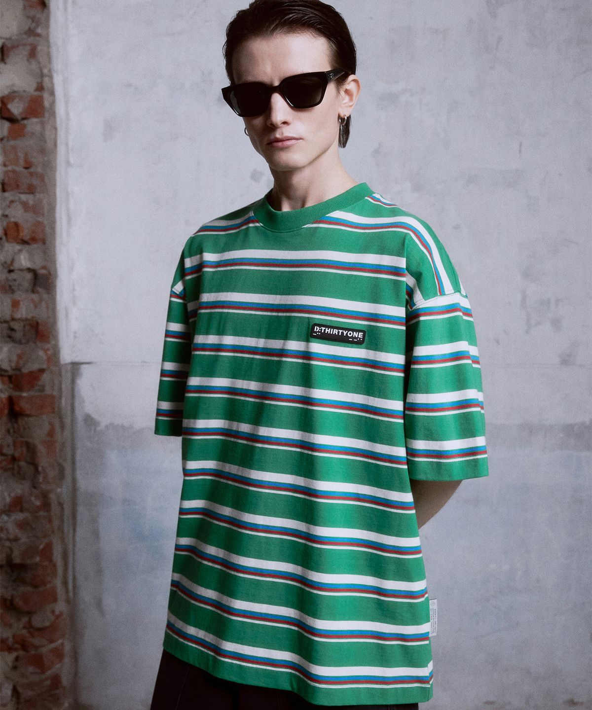 디써티원(DTHIRTYONE) Multi Stripe T-Shirt (Green)