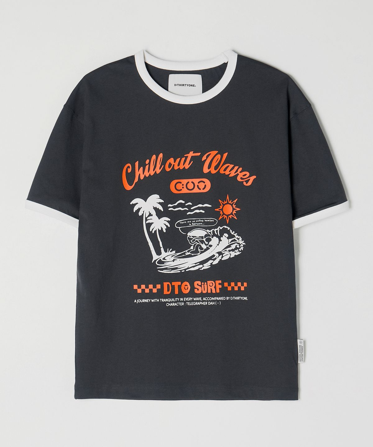 디써티원(DTHIRTYONE) Surfing Dah Ringer T-Shirt (Charcoal Grey)
