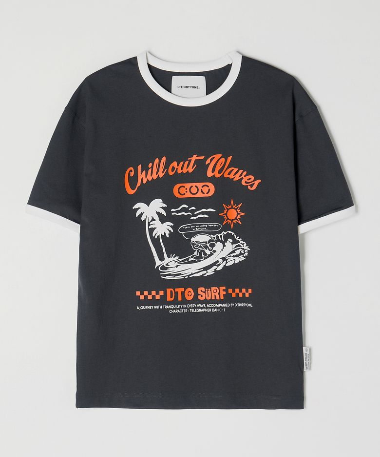 Surfing Dah Ringer T-Shirt (Charcoal Grey)