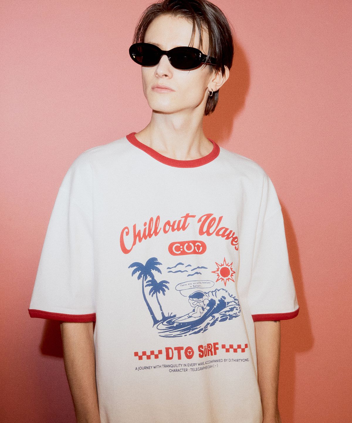 디써티원(DTHIRTYONE) Surfing Dah Ringer T-Shirt (White)
