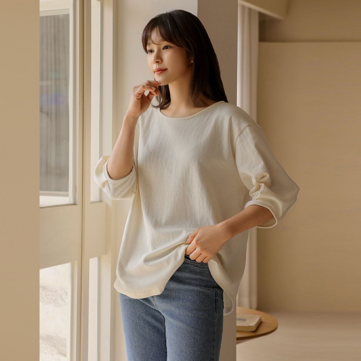 엘리시아(ELYSIA) 지러 벌룬 핀턱 오부 티셔츠