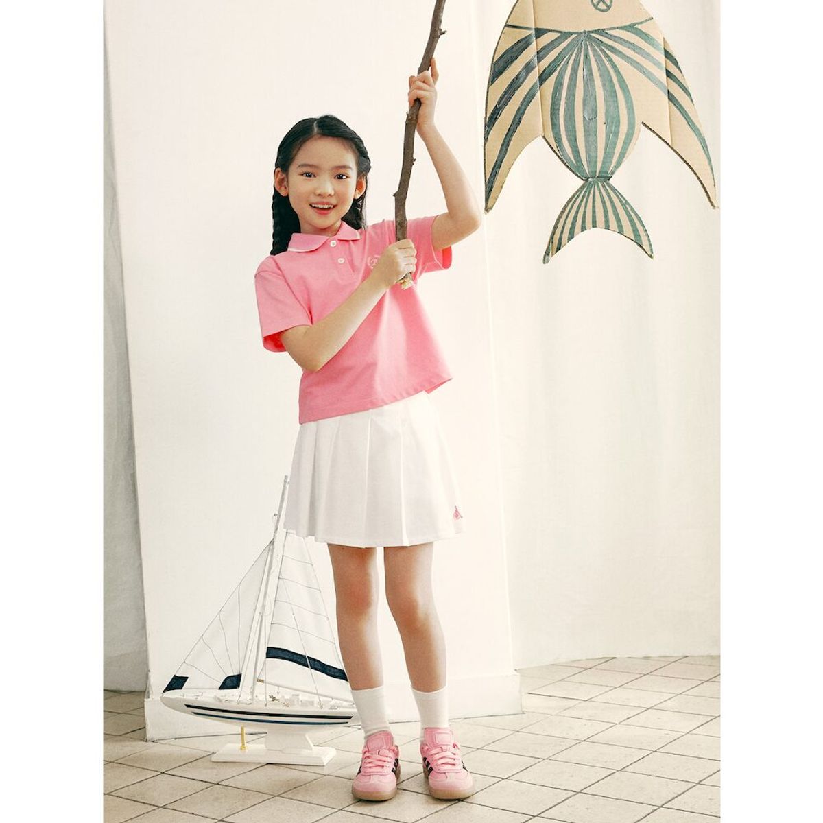 빈폴 키즈(BEANPOLE KIDS) 여아 피케 반팔 상하세트  라이트 핑크 (BI5342G10Y)