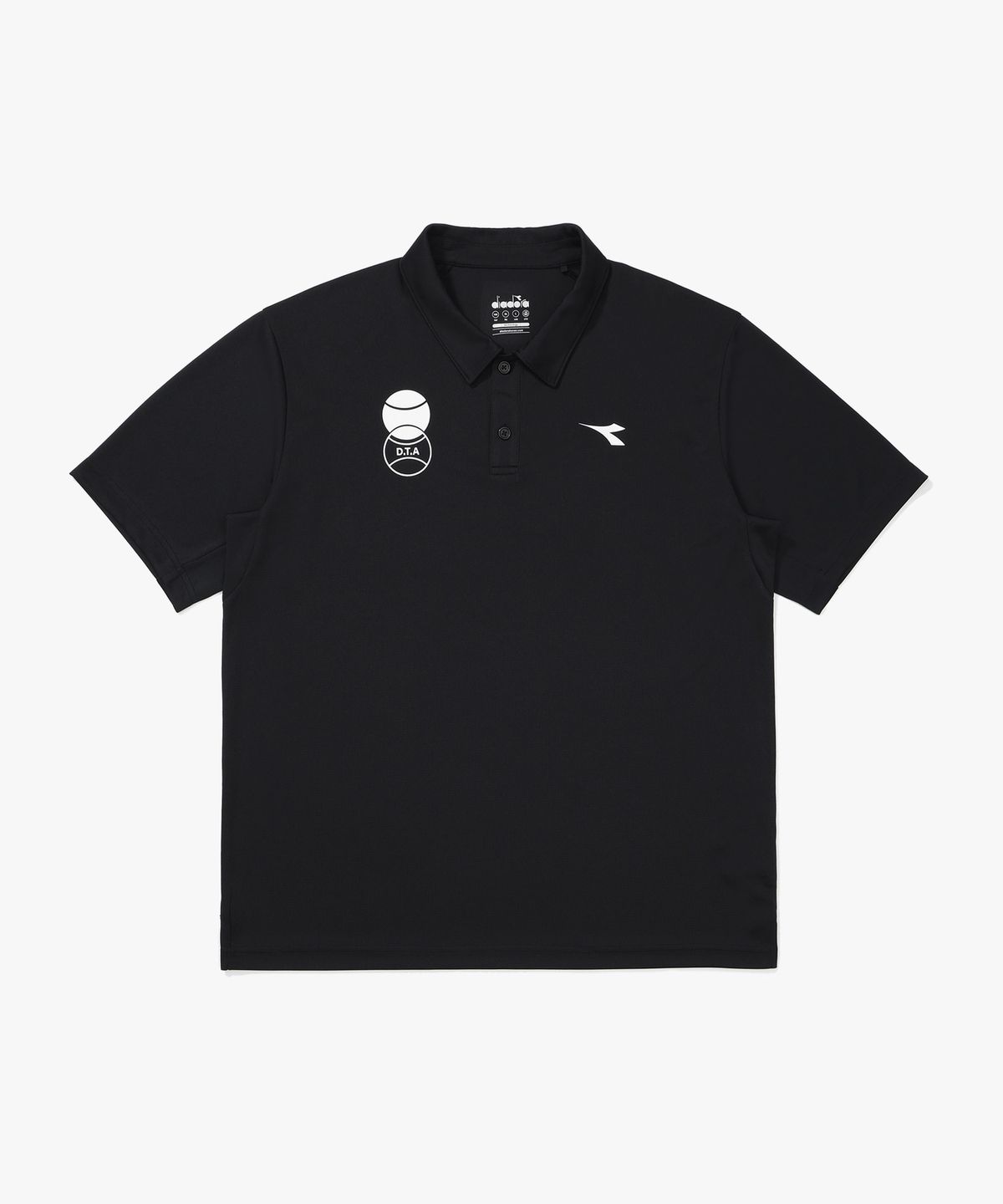 디아도라(diadora) 테크니컬 윙 테니스 카라 반팔 티셔츠 BLACK