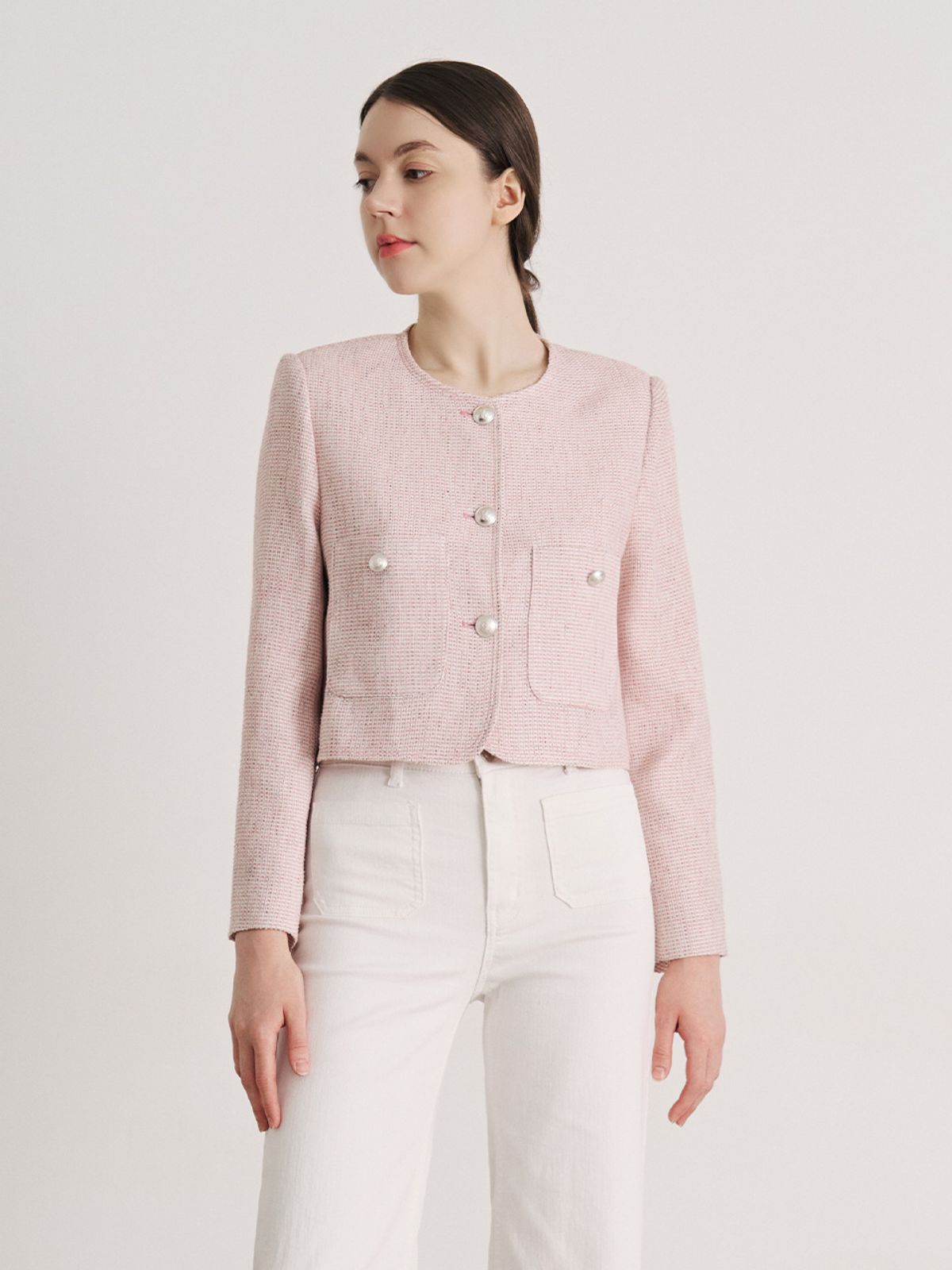 브이엔와이스튜디오(VNYSTUDIO) Round neck tweed Jacket_YA3JKNA