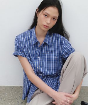 Conie check half shirt