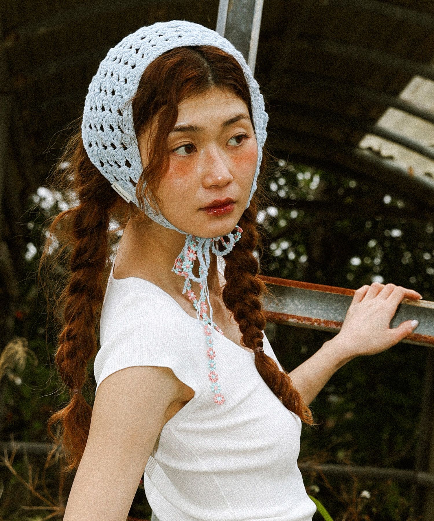 MUSINSA | NAKED SURF CLUB Flower Crochet Bonnet (Sky Blue)