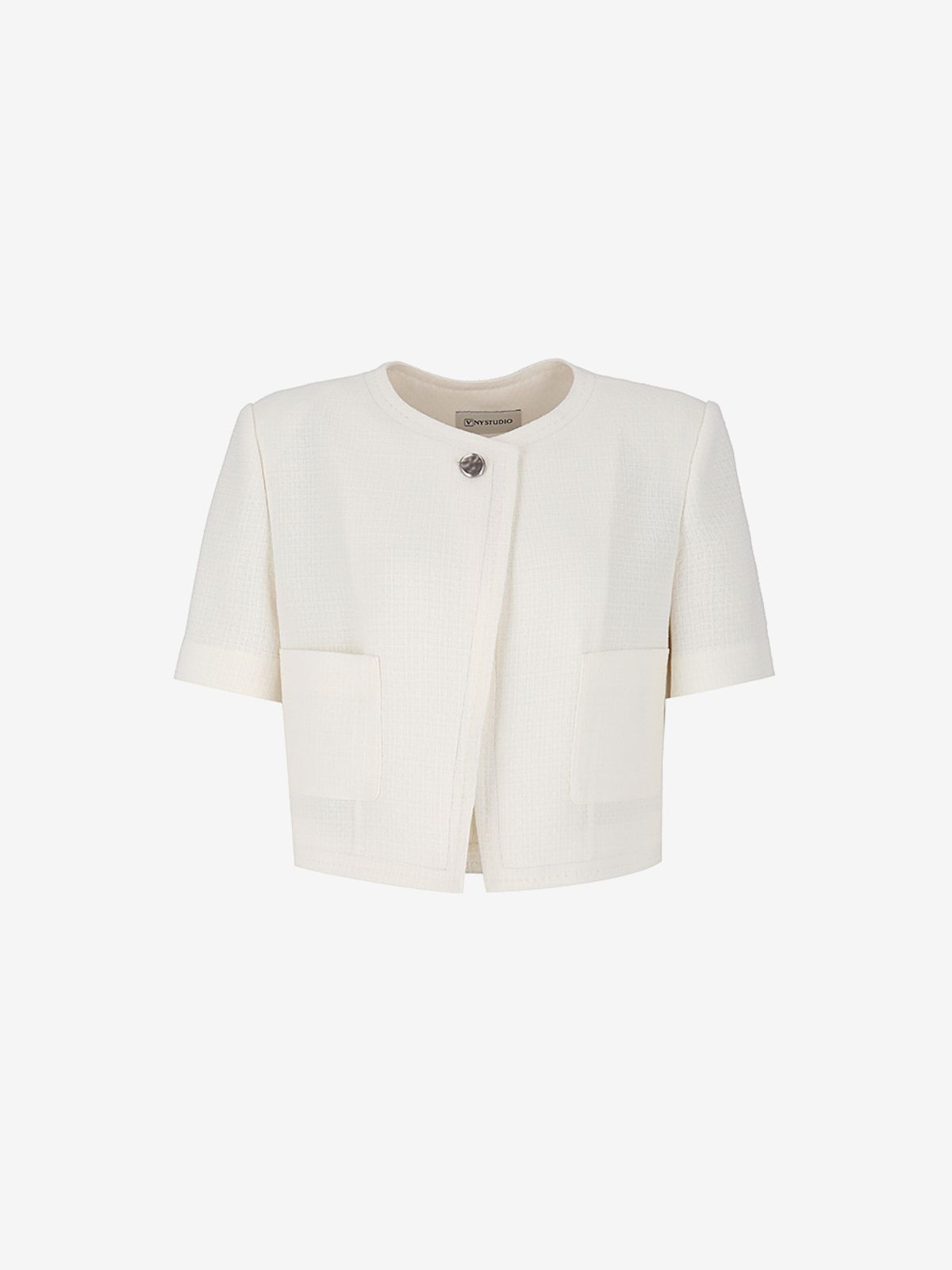 브이엔와이스튜디오(VNYSTUDIO) Button point Collarless Tweed Cropped Jacket_YA6JKND