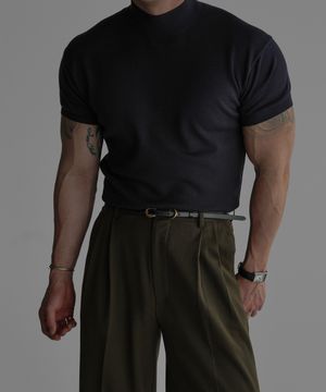 소프트 반폴라 반팔 니트 [네이비]