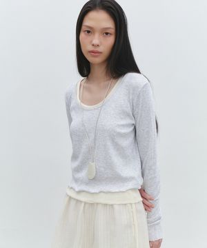 Binding ribbed crop t-shirt