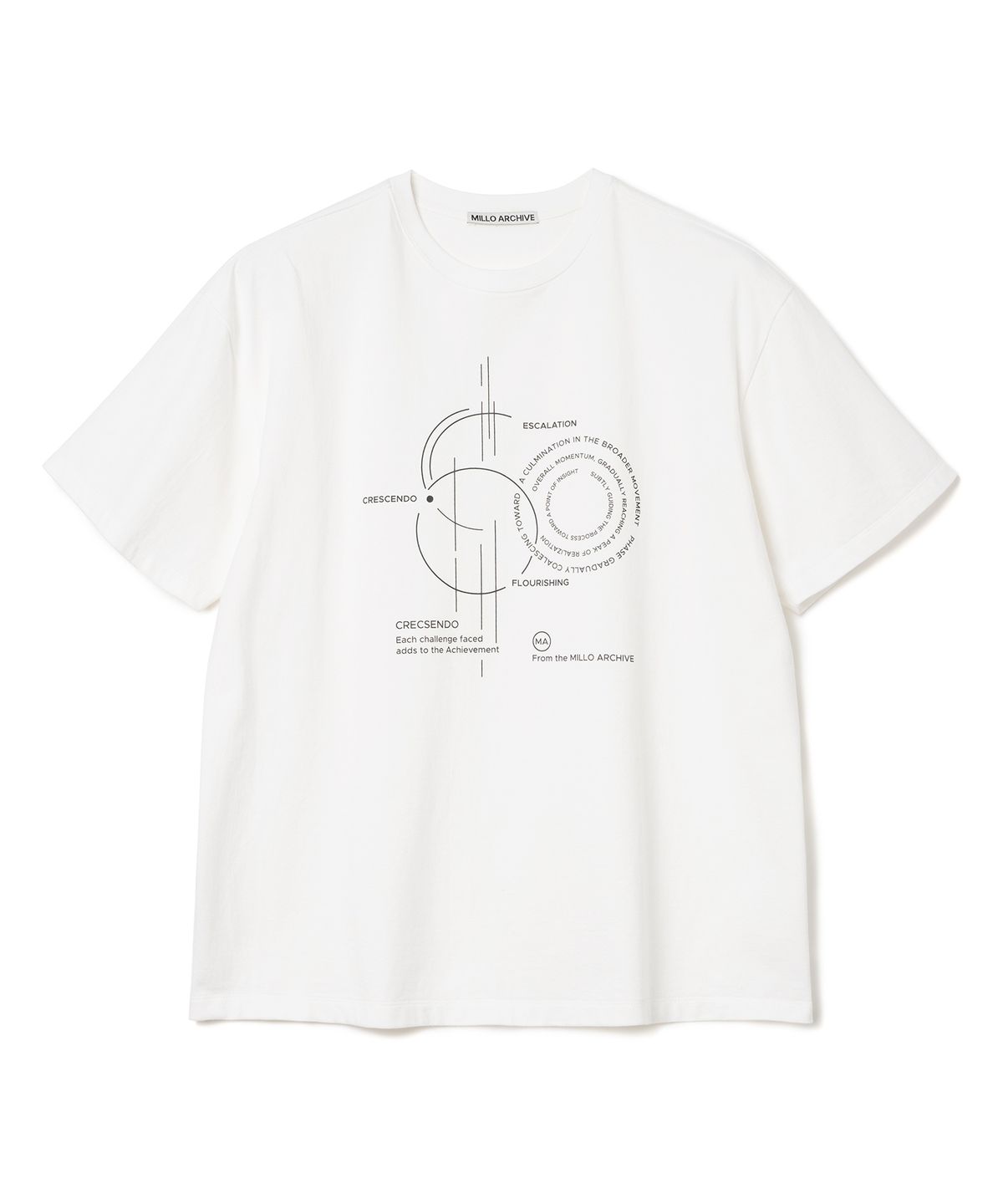 밀로 아카이브(MILLO ARCHIVE) 크레이프 크레센도 티셔츠 [화이트]