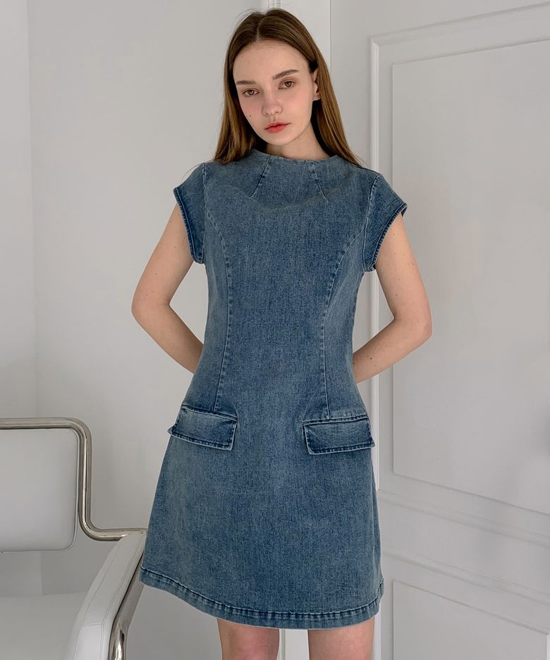 Cap Sleeve Denim Mini Dress