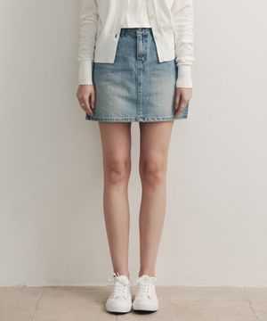 베이직 미니 데님 스커트 / 라이트 인디고