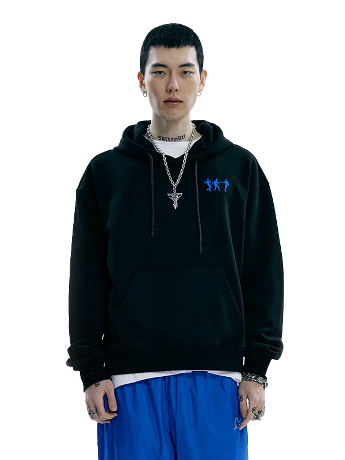 아워포켓츠(OURPOCKETS) 그리드 댄스 페르소나 스웻 후디(블랙)