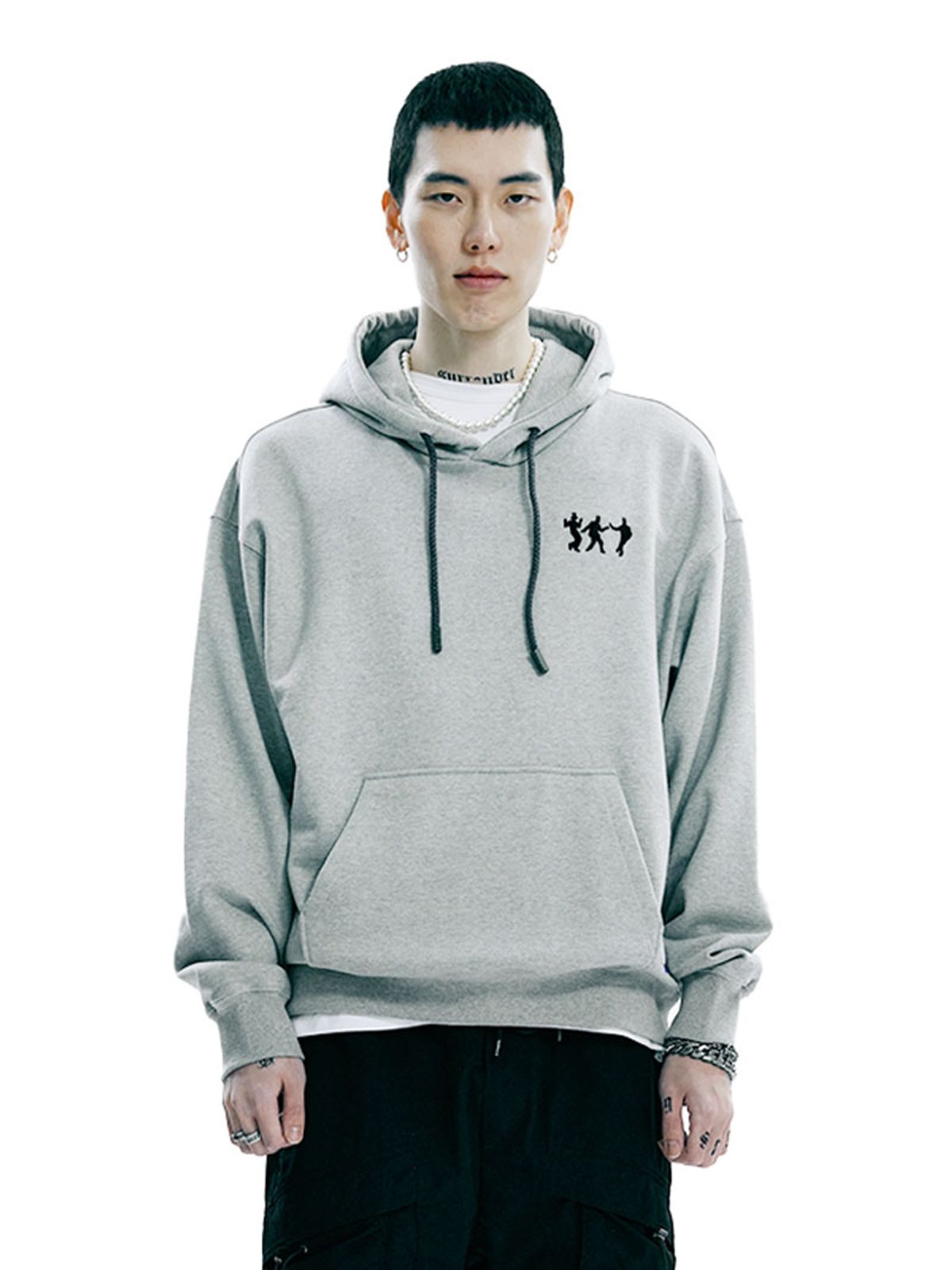 아워포켓츠(OURPOCKETS) 그리드 댄스 페르소나 스웻 후디(그레이)