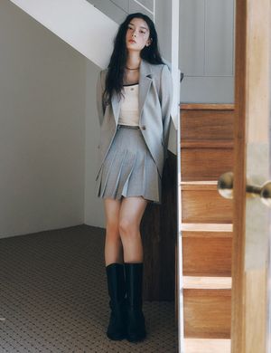 린넨라이크 플리츠 스커트_RMWHF24R14