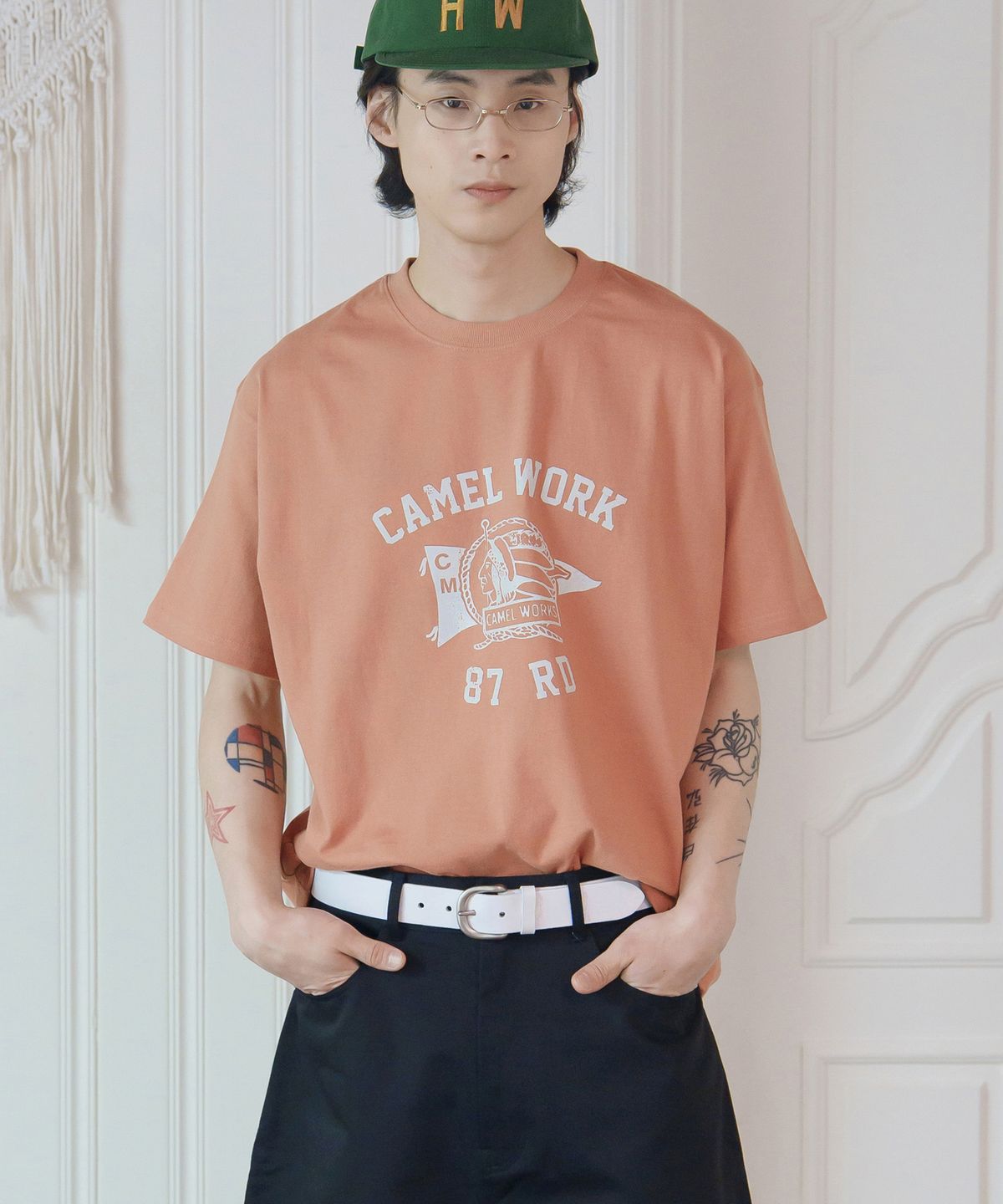 카멜워크(CAMEL WORK) 인디언 RD 빈티지 반팔티셔츠(더스트피치)