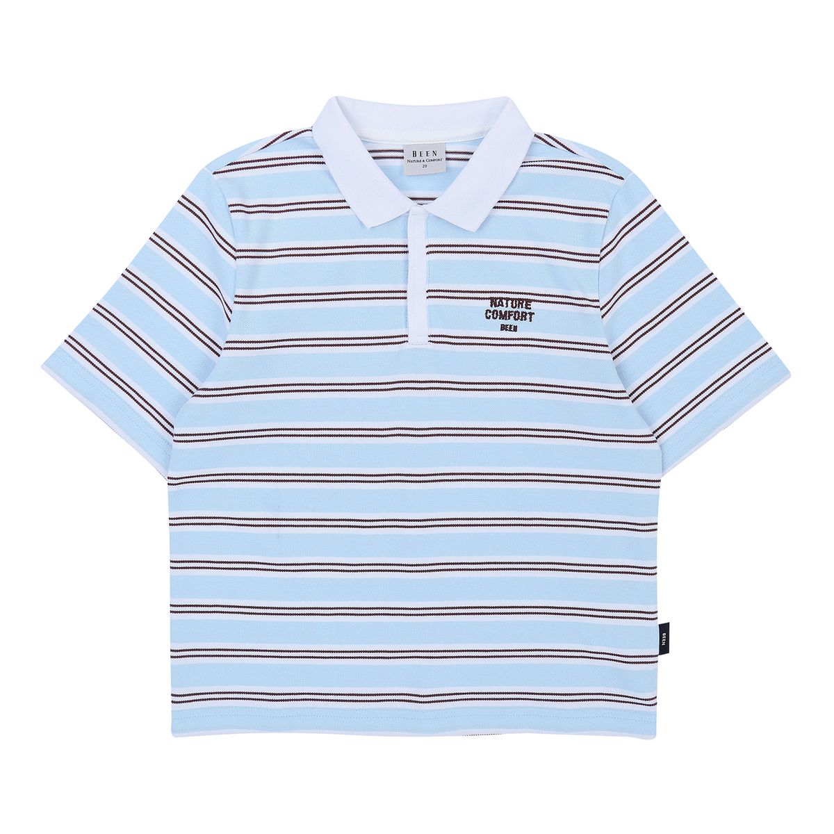 빈(BEEN) BZ21TS01SB 블루 브라운 스트라이프 카라 티셔츠