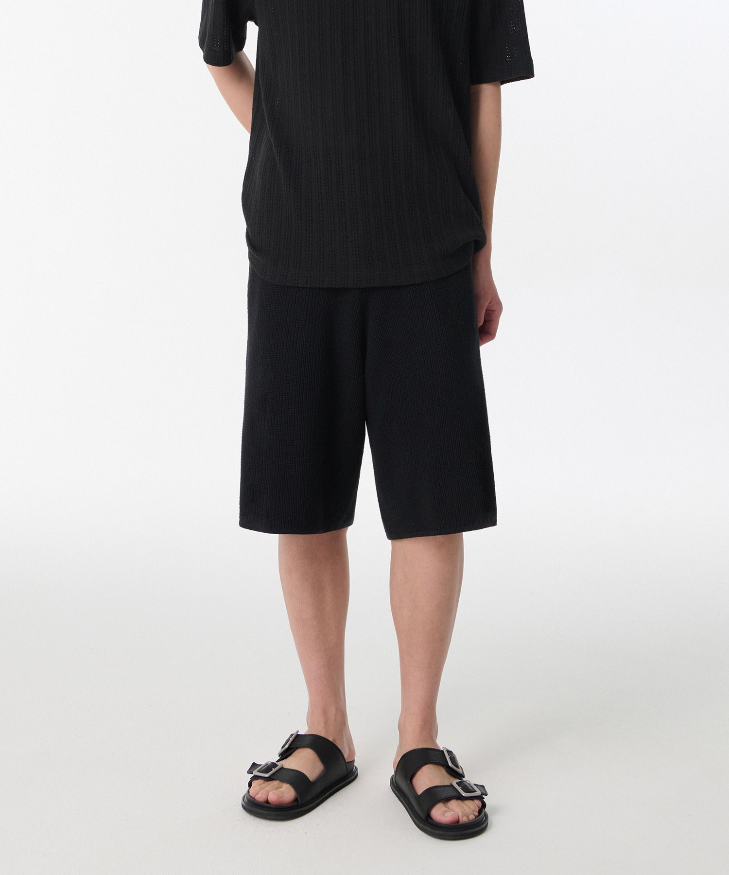 ★MUSINSA STANDARD★ Ribbed Knit Lounge Shorts Black MMEWN30 MUSINSA | MUSINSA STANDARD Ribbed Knit Lounge Shorts [Black]