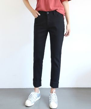 속밴딩 블랙 일자팬츠