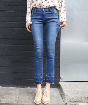 밑단풀림 데님팬츠