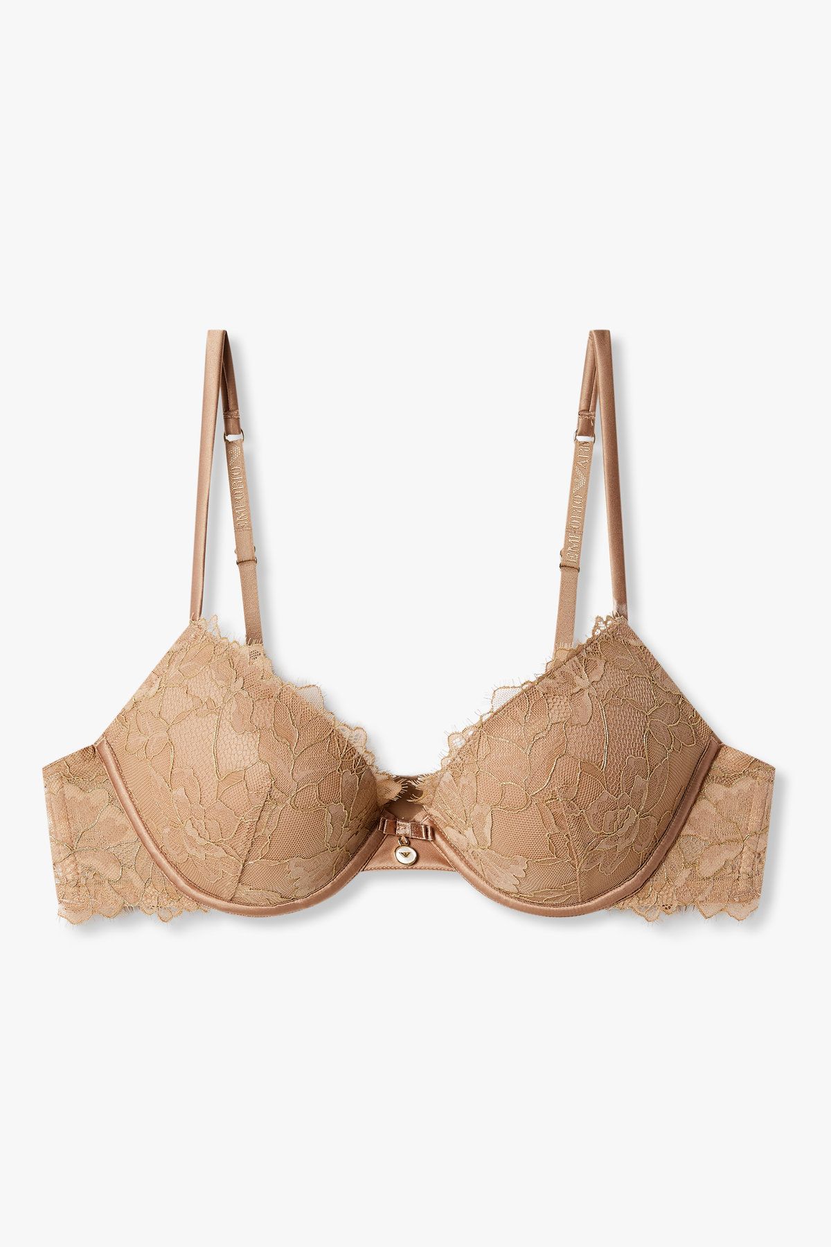 엠포리오 아르마니 언더웨어(EMPORIO ARMANI UNDERWEAR) 여성 메탈릭 자수 내추럴 푸쉬업 브라 _라이트브라운 0825185532