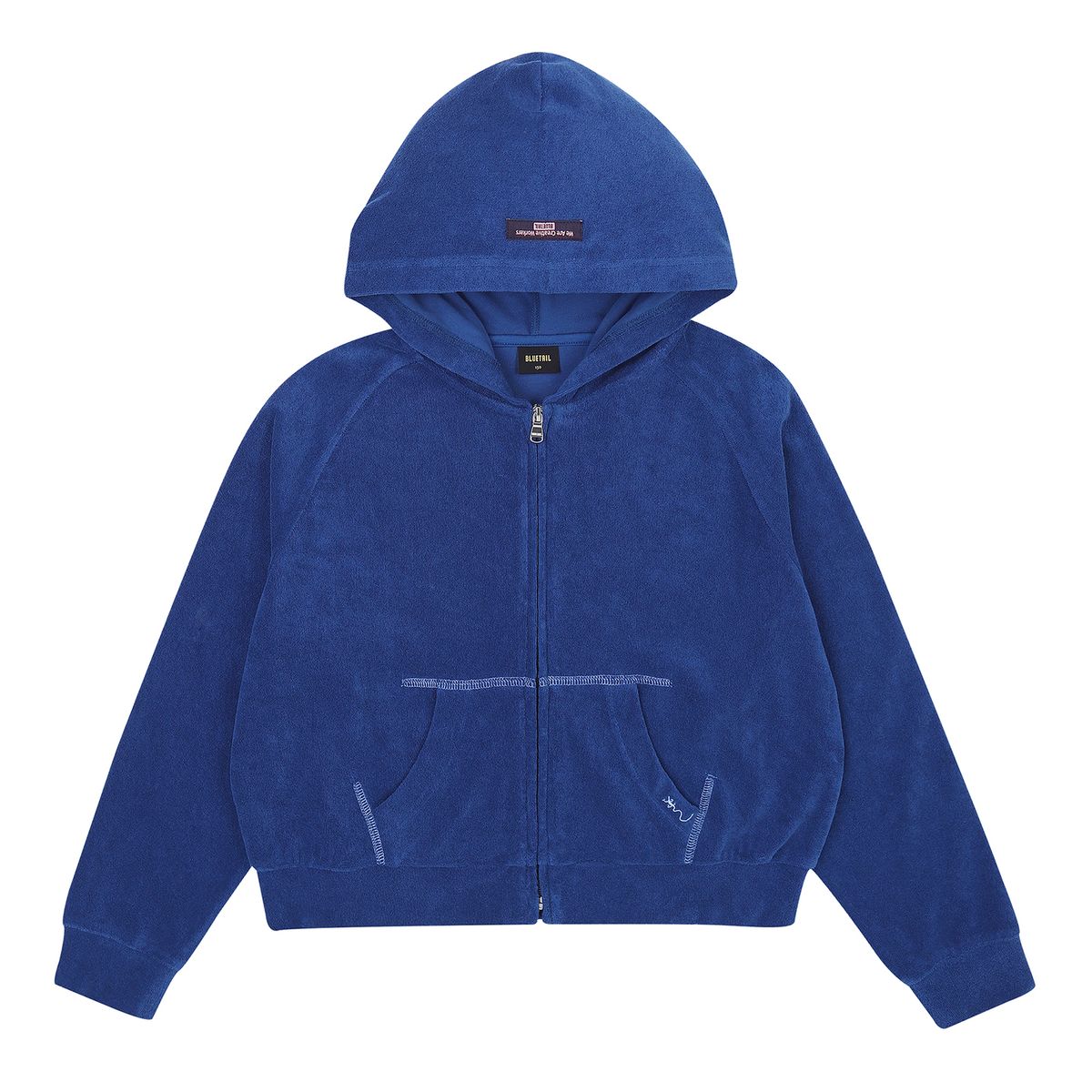 블루테일(BLUETAIL) AZB2JP03BU 블루 테리 크롭 후드집업