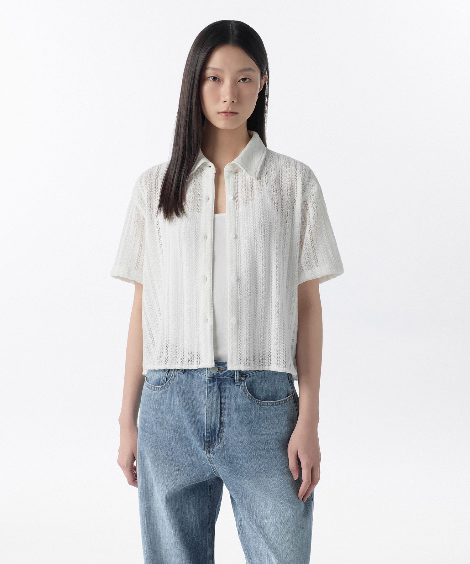 ★MUSINSA STANDARD★ Relaxed Crochet Shirt Ivory MMDSH105-IV MUSINSA | MUSINSA STANDARD WOMAN Women's Relaxed Crochet