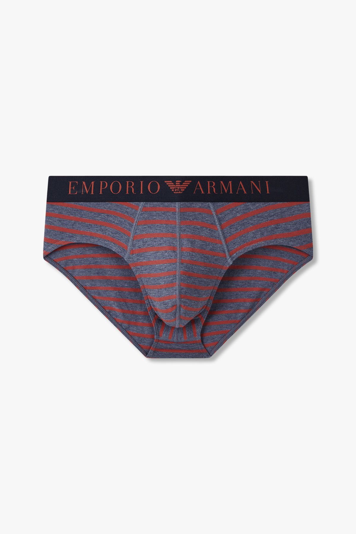 엠포리오 아르마니 언더웨어(EMPORIO ARMANI UNDERWEAR) 남성 스트라이프 패턴 코튼 브리프 _멜란지 블루 0815111040