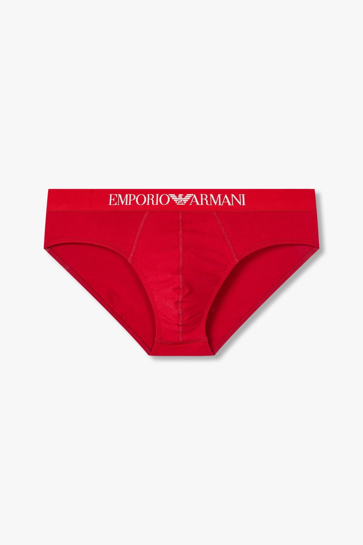 엠포리오 아르마니 언더웨어(EMPORIO ARMANI UNDERWEAR) 남성 코튼 솔리드 로고 밴딩 브리프 _레드 0815111047