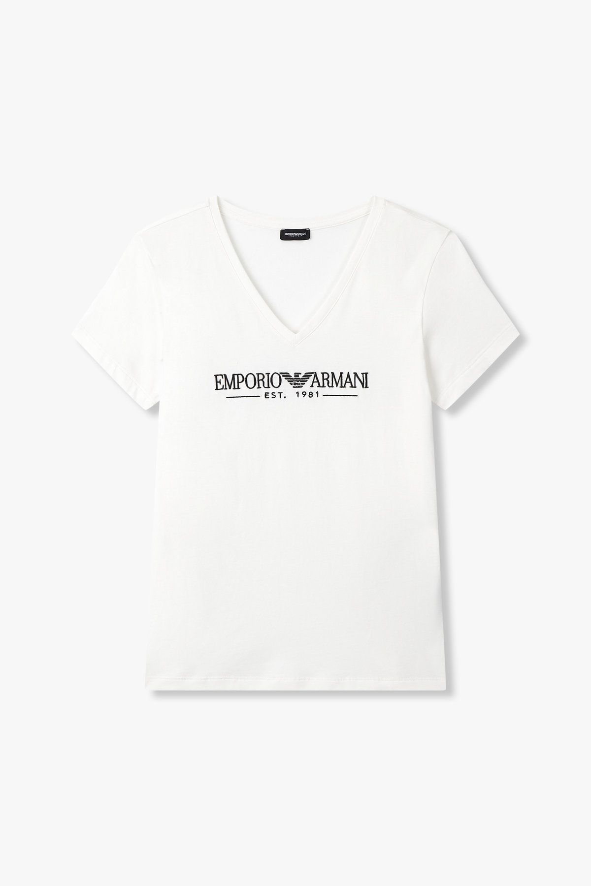 엠포리오 아르마니 언더웨어(EMPORIO ARMANI UNDERWEAR) 여성 숏 슬리브 브이넥 티셔츠 _화이트 0825135504