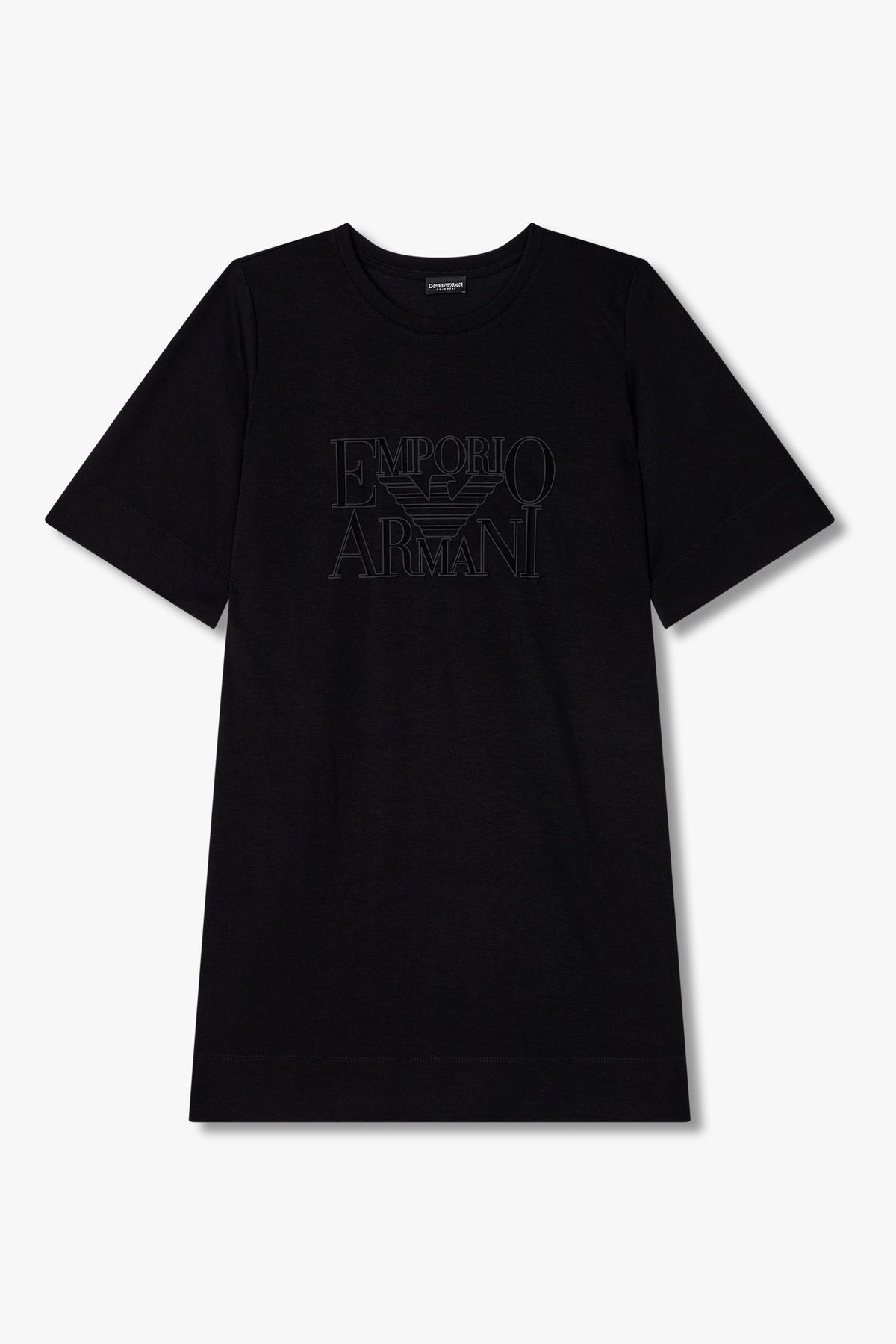 엠포리오 아르마니 언더웨어(EMPORIO ARMANI UNDERWEAR) 여성 메쉬 로고 라운지 맥시 티셔츠 _블랙 0825119506