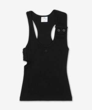 더블 버클 90S 립 민소매 티셔츠 - 블랙 / 125JDE118JS01949999