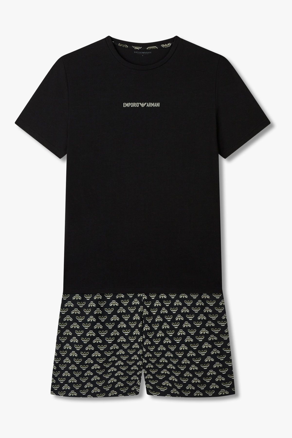 엠포리오 아르마니 언더웨어(EMPORIO ARMANI UNDERWEAR) 남성 이글 패턴 라운지 상하의 세트 _블랙 08M5139005