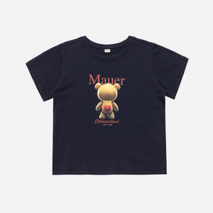 MAUER BER-BEAR GRAPHIC CROP TEE (NAVY)