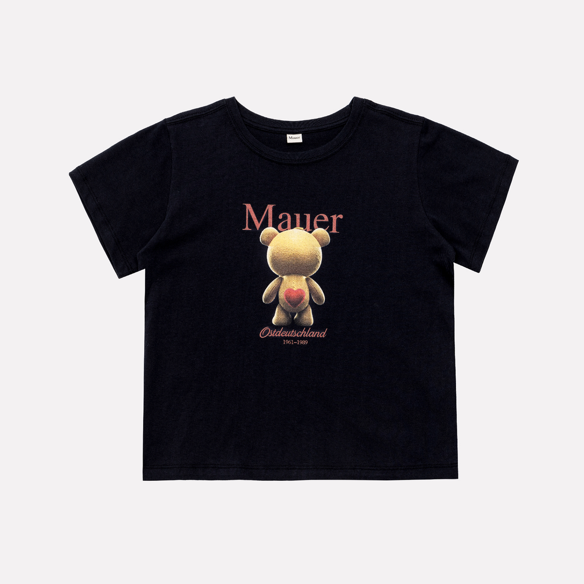 마우어(MAUER) MAUER BER-BEAR GRAPHIC CROP TEE (BLACK)