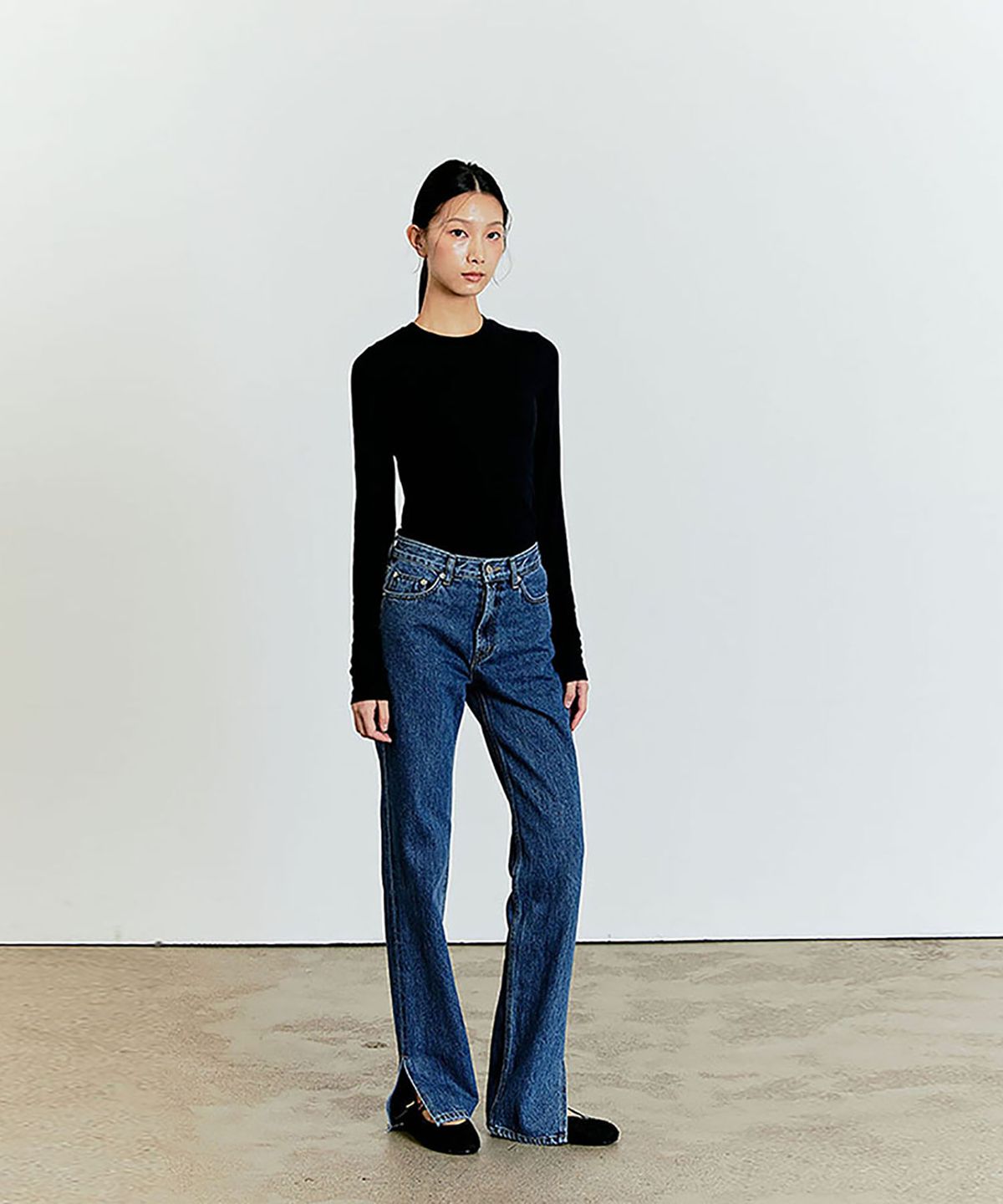 옥토버세컨드(OCTOBERSECOND) Straight slit denim (blue)