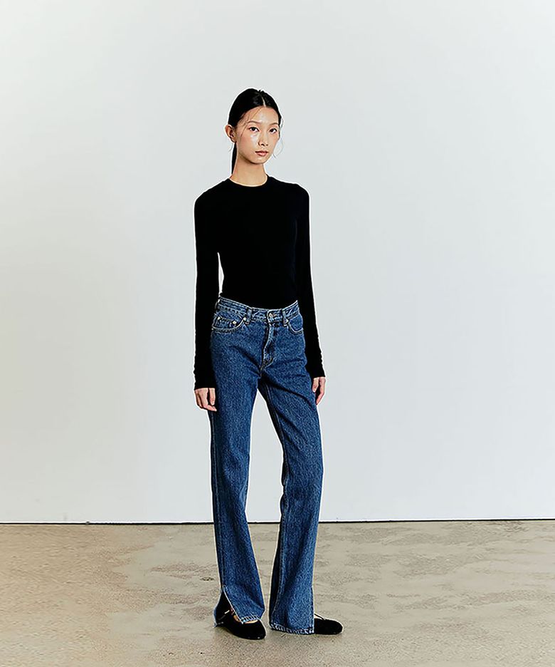 Straight slit denim (blue)