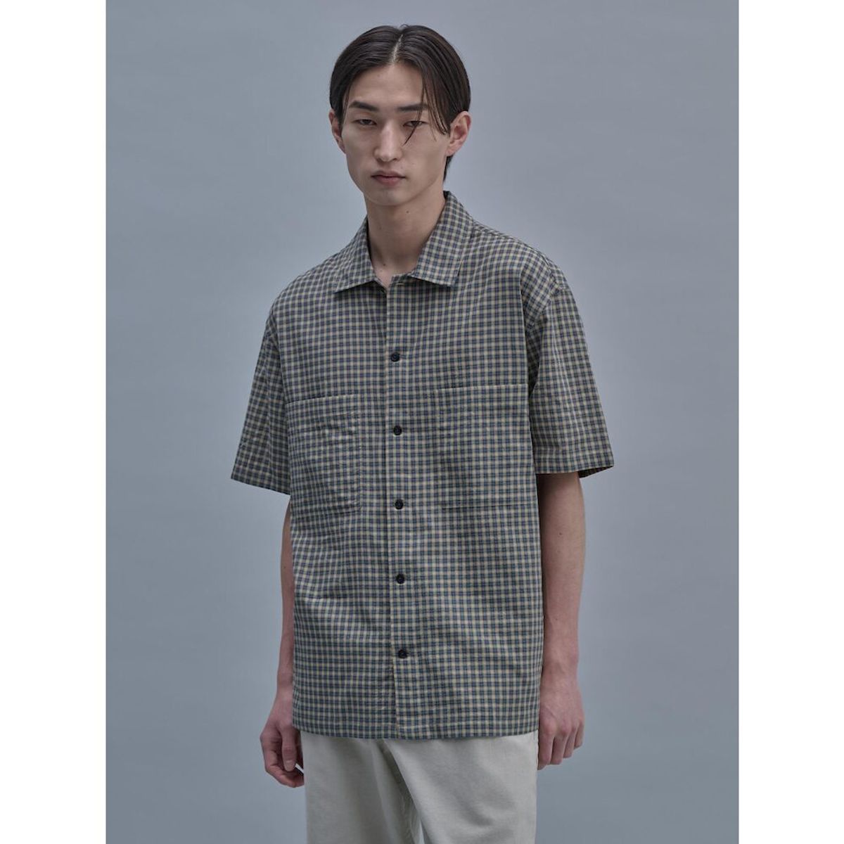 시프트지(SHIFT.G) Micro Pattern Cloud Shirts  Mustard