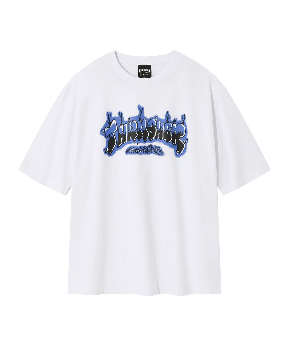 트레셔(THRASHER) 버블 멜팅 그래픽 반팔 티셔츠 화이트