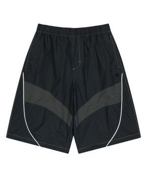 스플릿 버뮤다 팬츠-블랙