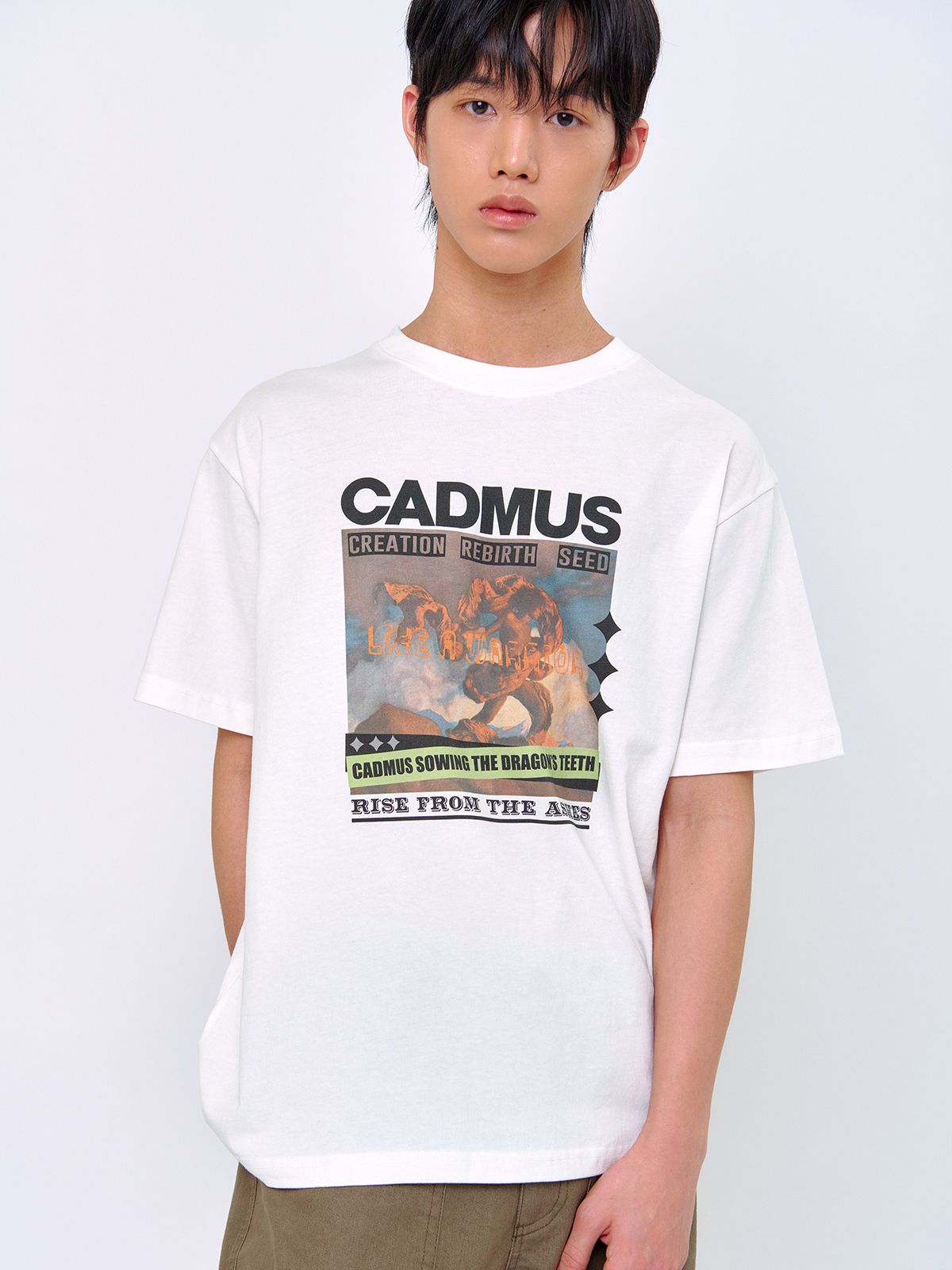 템푸스스튜디오(TEMPUS STUDIO) 빈티지 카드무스 그래픽 티셔츠_아이보리