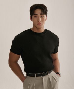 크루넥 반팔 머슬 니트_2color